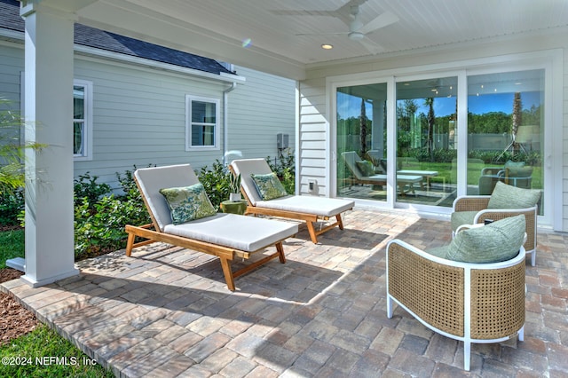 view of patio with ceiling fan