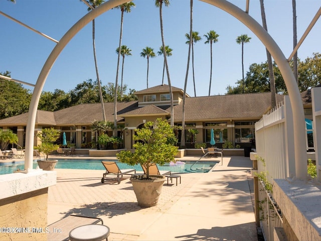 view of pool featuring a patio