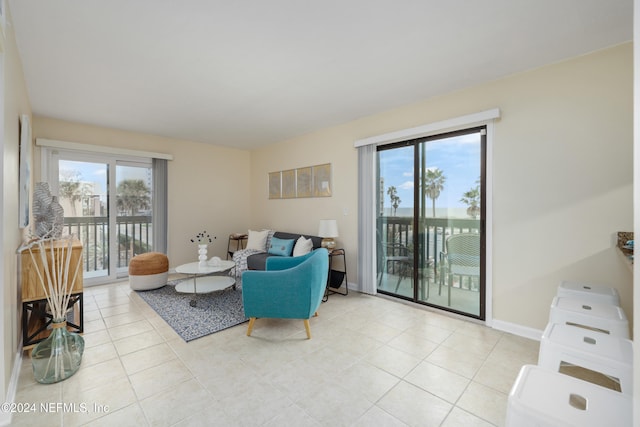 view of tiled living room