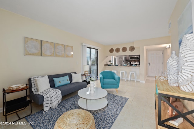 view of tiled living room