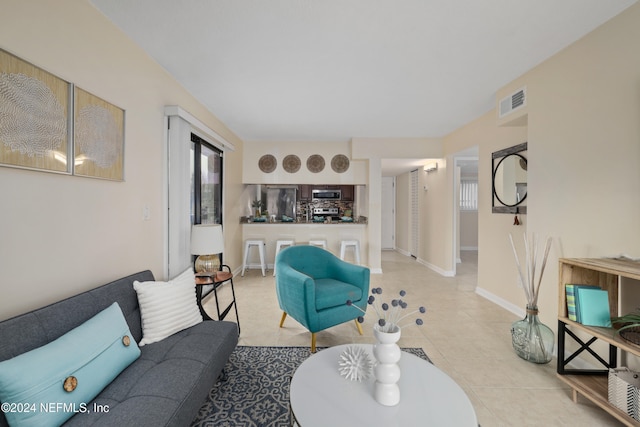 view of tiled living room