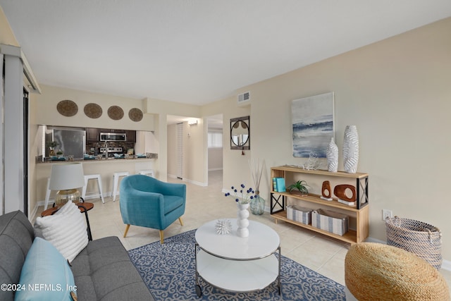 view of tiled living room