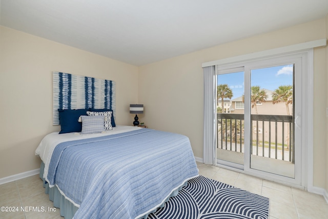 tiled bedroom with access to outside