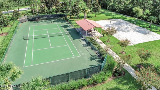 view of tennis court with fence