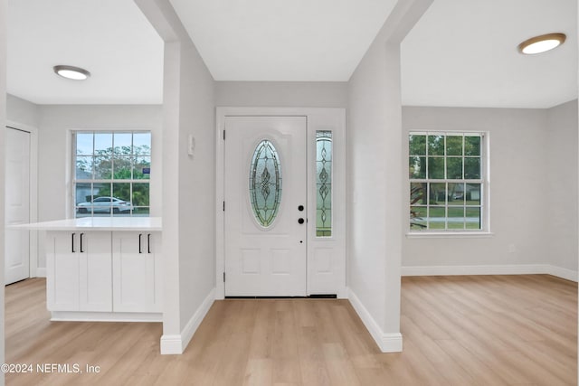 entryway with light wood-type flooring