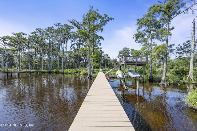 view of dock featuring a water view