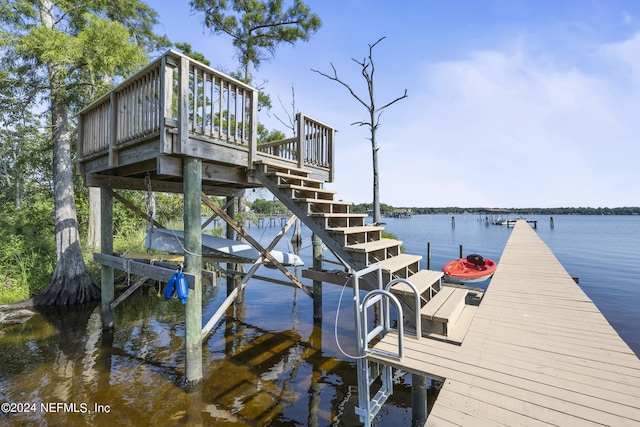 dock area featuring a water view