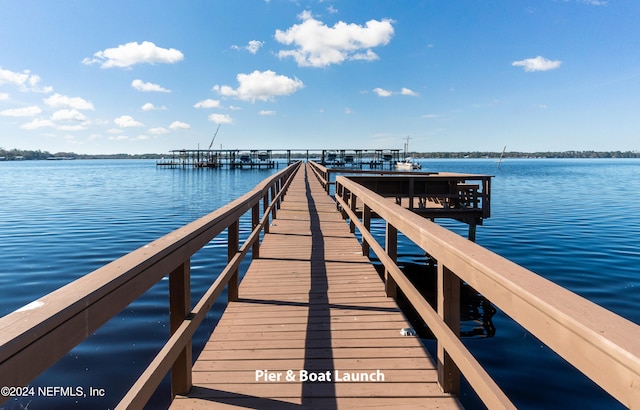 view of dock featuring a water view