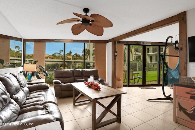 sunroom / solarium with ceiling fan