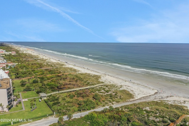 view of water feature with a view of the beach