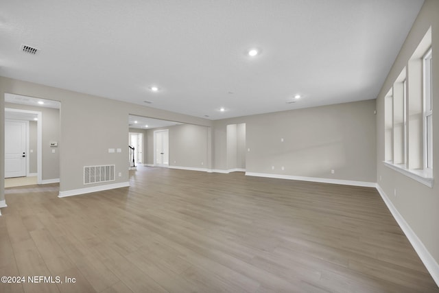 unfurnished living room with light hardwood / wood-style floors