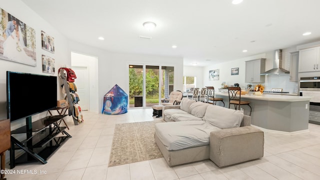 view of tiled living room