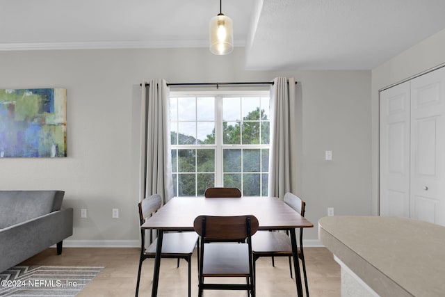 dining area with light hardwood / wood-style floors