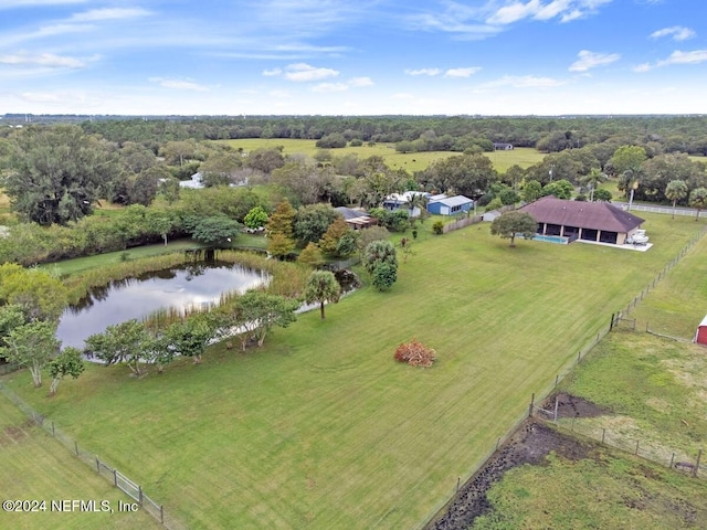 bird's eye view with a rural view and a water view