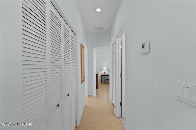 hall featuring light wood-type flooring