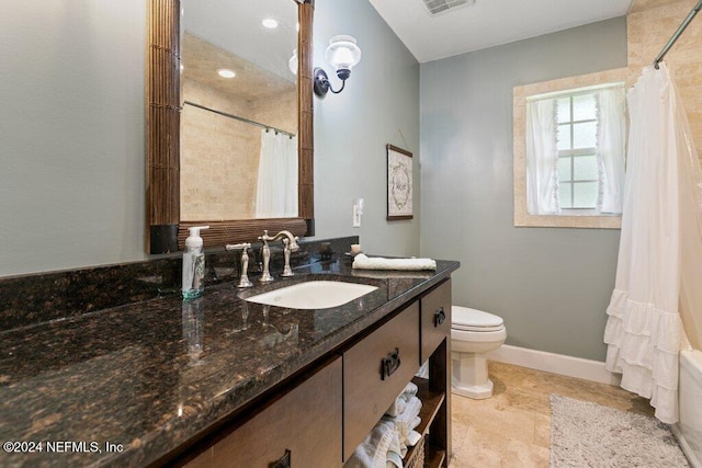 7436 Woodlawn Rd, Macclenny, FL 32063 - full bathroom featuring shower / bathtub combination with curtain, vanity, and toilet