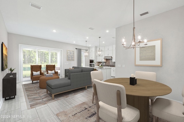 dining room with an inviting chandelier