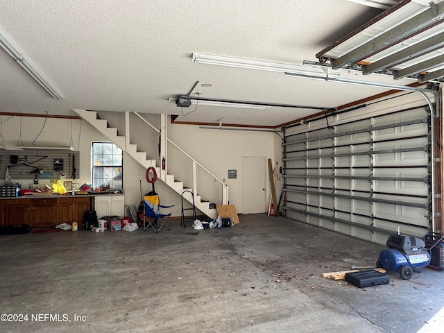 garage with a garage door opener