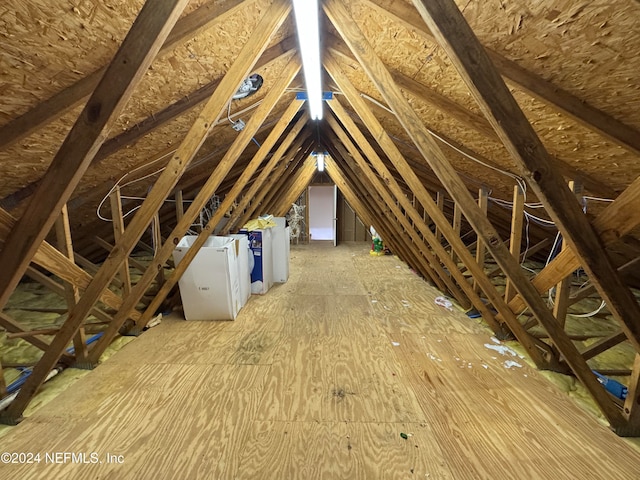 view of unfinished attic