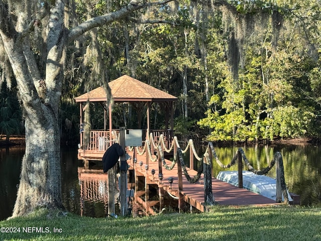 dock area featuring a water view