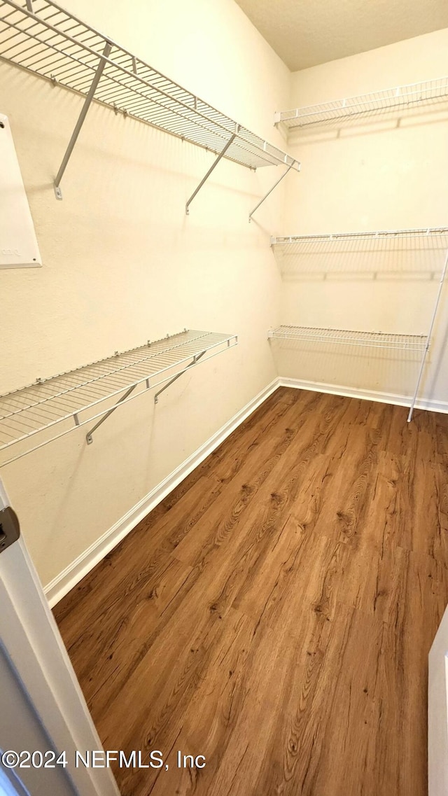 spacious closet featuring hardwood / wood-style flooring