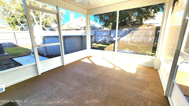 view of unfurnished sunroom