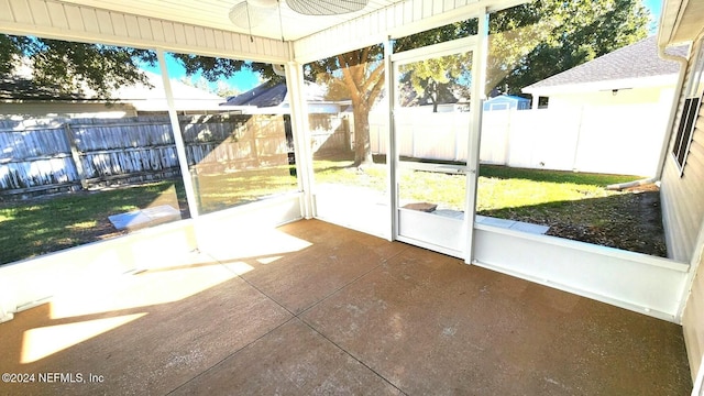 view of unfurnished sunroom