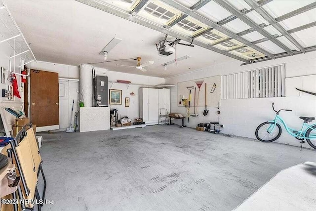 garage with a garage door opener