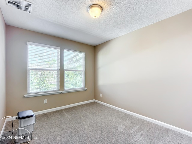 empty room featuring carpet flooring and a textured ceiling