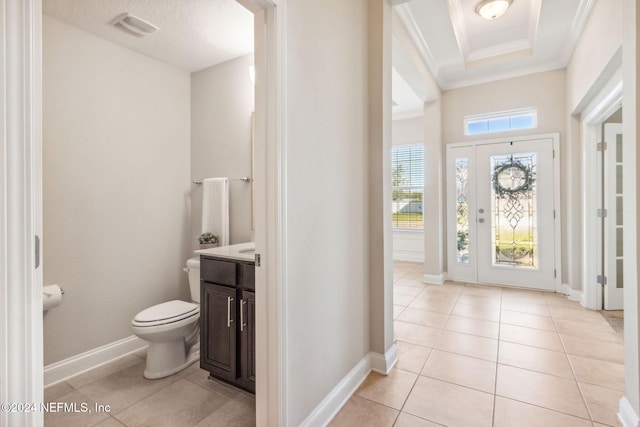 interior space with ornamental molding