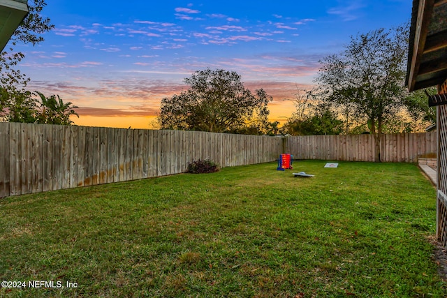 view of yard at dusk