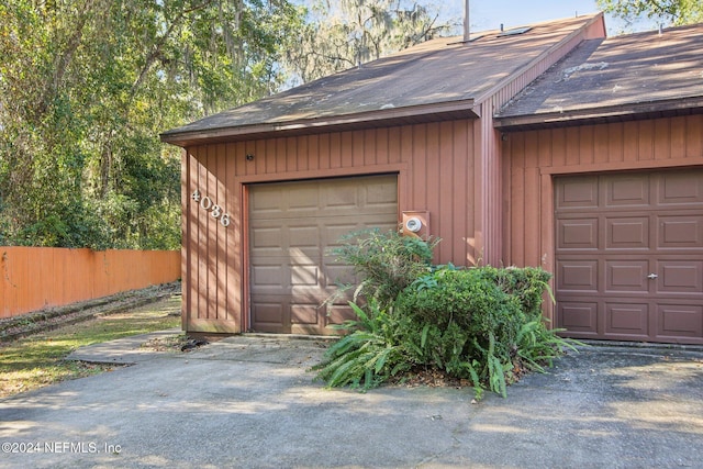 view of garage