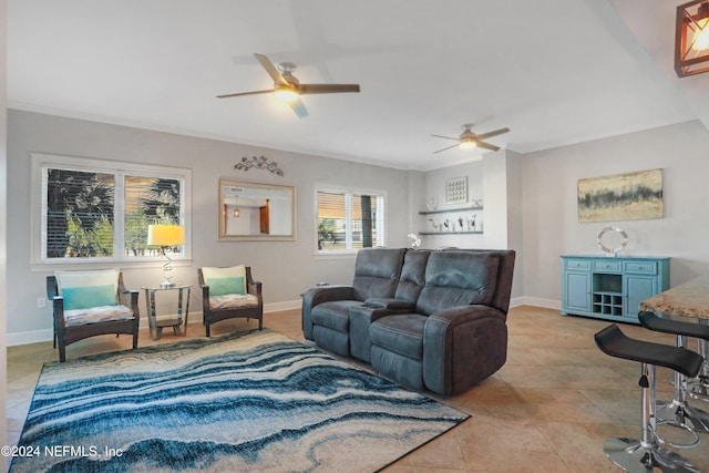 view of tiled living room