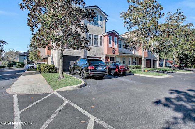 exterior space with a garage