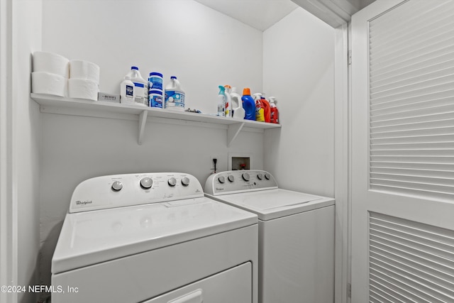 clothes washing area with independent washer and dryer