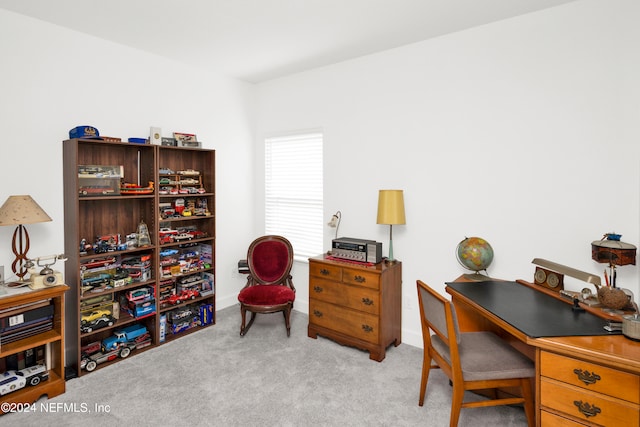 view of carpeted home office