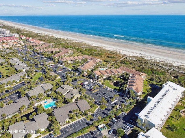 aerial view featuring a beach view and a water view