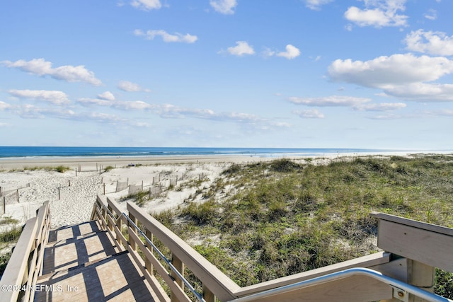 property view of water with a beach view