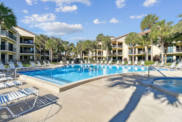 view of pool featuring a patio area