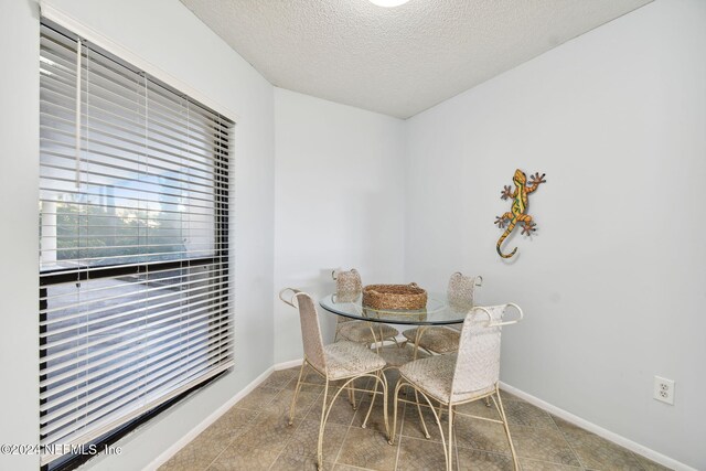 dining area featuring a textured ceiling