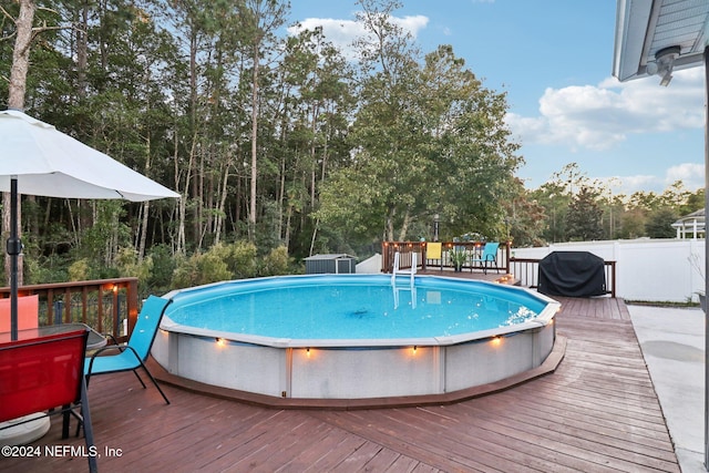 view of pool featuring a deck