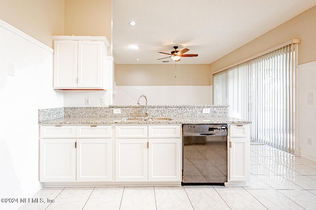 kitchen featuring dishwasher, white cabinetry, and sink