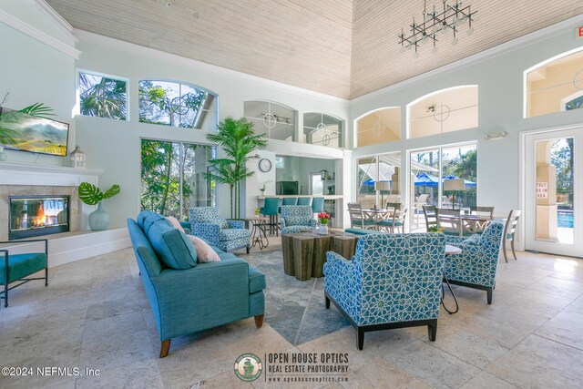 interior space featuring wood ceiling