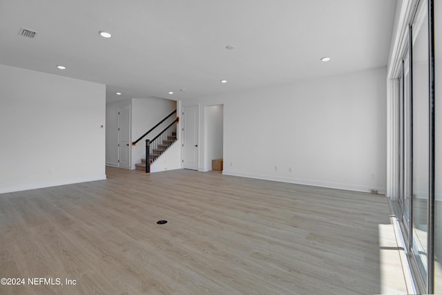 unfurnished living room with light hardwood / wood-style floors