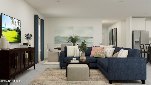 living room featuring light wood-type flooring