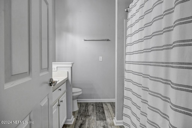 bathroom featuring vanity and wood-type flooring