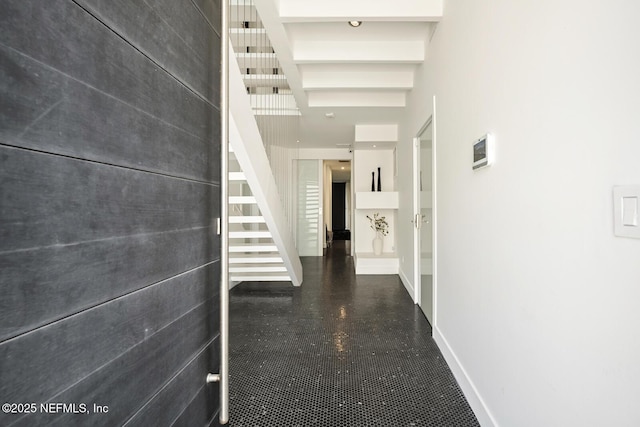 1304 Strand St, Neptune Beach, FL 32266 - hallway with stairway and baseboards