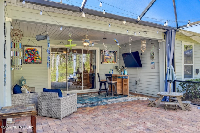 view of patio with ceiling fan