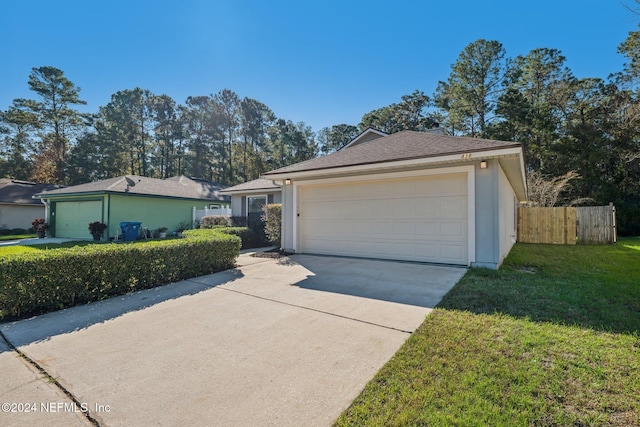 single story home with a front yard