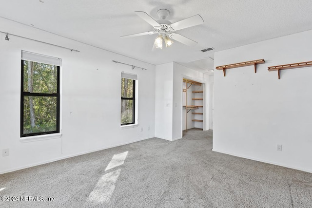 carpeted empty room featuring ceiling fan and a healthy amount of sunlight